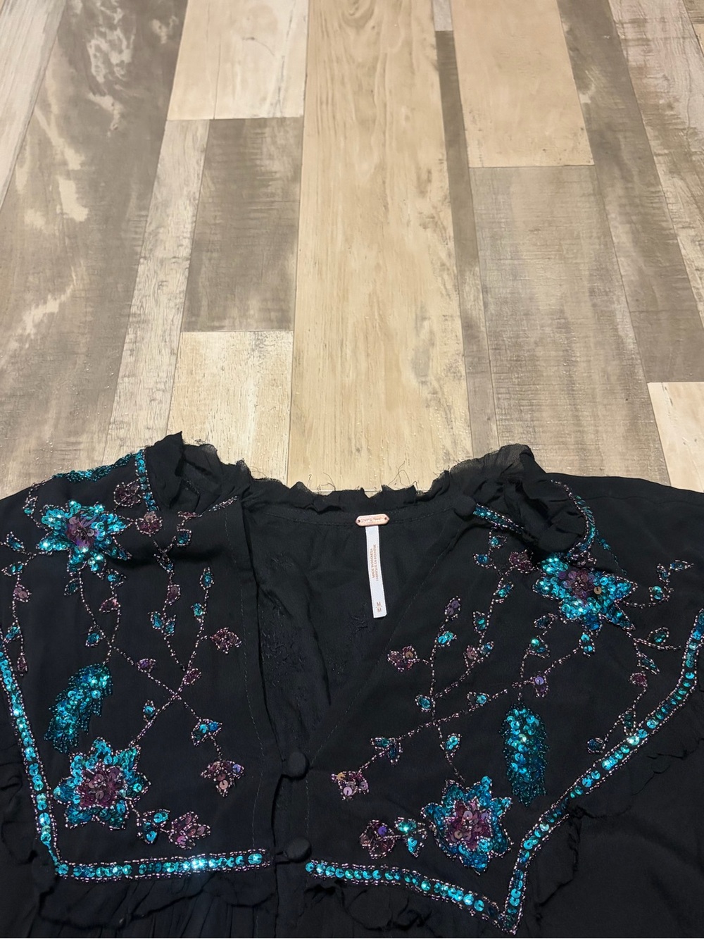 Free People Bali Golden Sun Dress Black Medium Rare - Picture 3 of 6